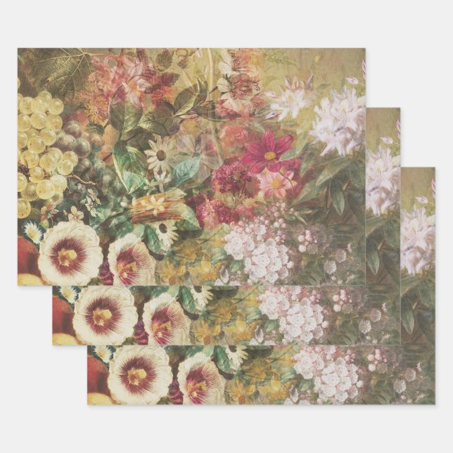 Feuille De Papier Cadeau Élégant floral botanique (Lot)