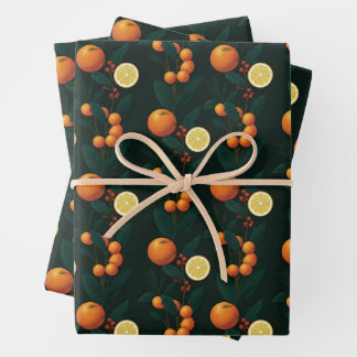 Feuille De Papier Cadeau Elegant Gift Wrap w/ citrus, berries & botanicals