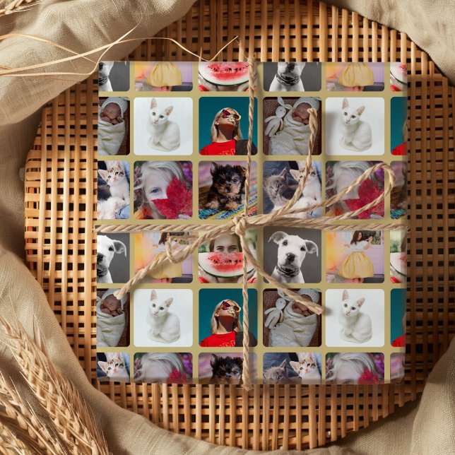 Feuille De Papier Cadeau Elegant Gold 9 Carré photo Insta Motif (Créateur téléchargé)