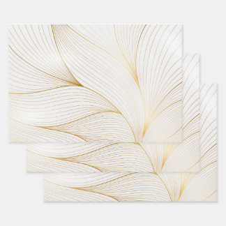 Feuille De Papier Cadeau Élégant Gradient motif linéaire doré