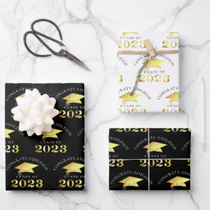 Feuille De Papier Cadeau Elégant Graduation Faux Gold Foil Couleur personna