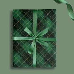 Feuille De Papier Cadeau Elegant Green Plaid Christmas Holiday