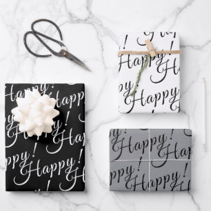 Feuille De Papier Cadeau élégant HAPPY ! lettrage  