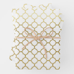 Feuille De Papier Cadeau Elégant Hexagon d'or Abstrait Mariage Motif