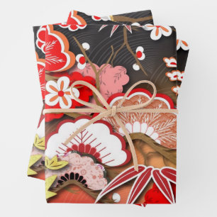 Feuille De Papier Cadeau Élégant Kimono d'automne japonais
