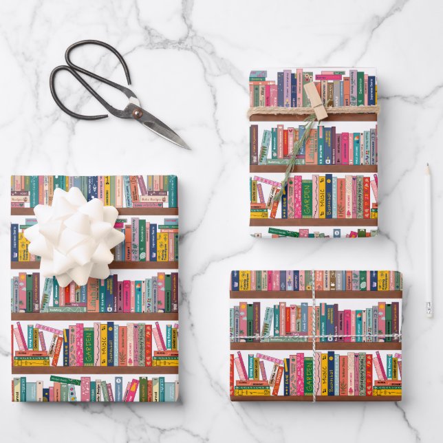 Feuille De Papier Cadeau Elegant Library Bookshelf Pattern Wrapping Paper (Recto)