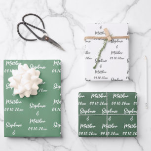 Feuille De Papier Cadeau Elégant moderne mariée Groom Noms Mariages