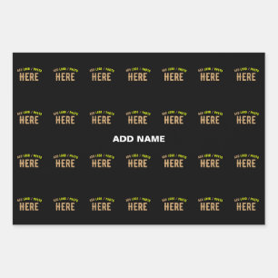 FEUILLE DE PAPIER CADEAU ÉLÉGANT MODERNE PERSONNALISABLE NOIR MARQUE VÉRIFI