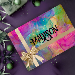 Feuille De Papier Cadeau Élégant monogramme d'art en marbre coloré