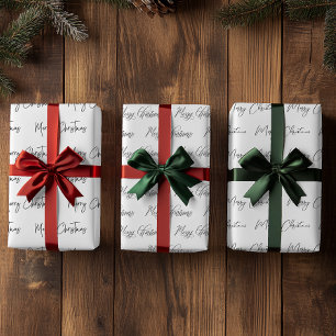 Feuille De Papier Cadeau Élégant Monotone noir blanc Joyeux Noël