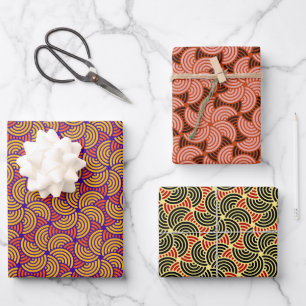 Feuille De Papier Cadeau Élégant Motif de cercle concentré coloré