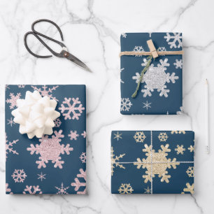 Feuille De Papier Cadeau Élégant motif de flocon de Noël