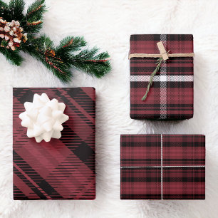 Feuille De Papier Cadeau Élégant motif de Noël rouge flanelle plaid