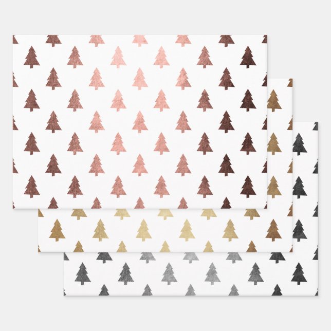 Feuille De Papier Cadeau Élégant motif de sapin de Noël (Lot)