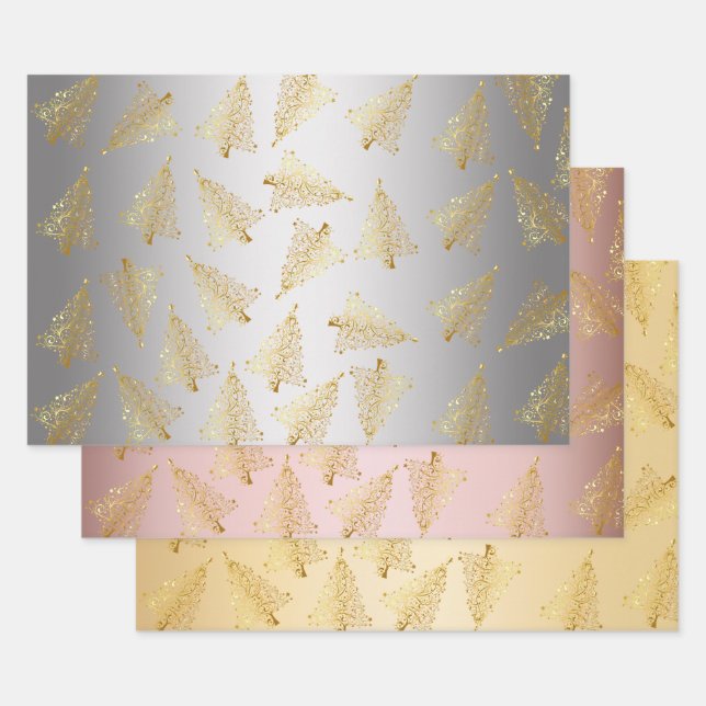 Feuille De Papier Cadeau Élégant motif de sapin de Noël (Lot)