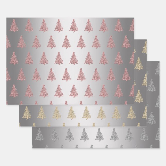 Feuille De Papier Cadeau Élégant motif de sapin de Noël (Lot)