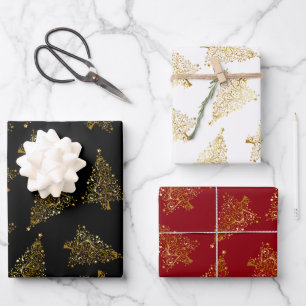 Feuille De Papier Cadeau Élégant motif d'or de Noël