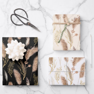 Feuille De Papier Cadeau Élégant Motif en laiton moderne chic Beige Pampas