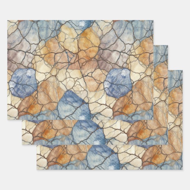 Feuille De Papier Cadeau Élégant Motif en marbre de pierre naturelle (Lot)