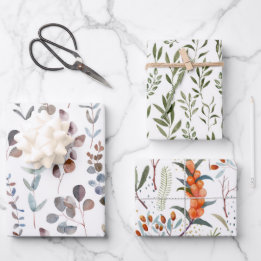 Feuille De Papier Cadeau Elégant Motif Eucalyptus aquarelle 
