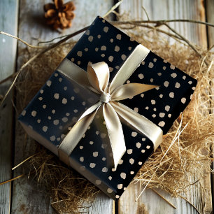 Feuille De Papier Cadeau Elégant Motif Faux Gold & Black Spot