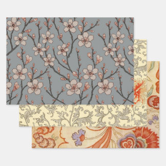 Feuille De Papier Cadeau Élégant Motif Fleur rose Douce Fleur Fleur de Ceri