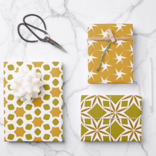 Feuille De Papier Cadeau Elégant Motif Golden Geometrical