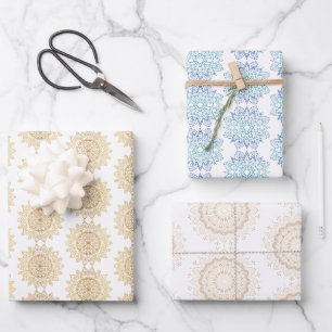 Feuille De Papier Cadeau Élégant Motif Mandala Gold