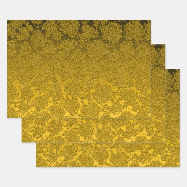 Feuille De Papier Cadeau Elégant moutarde Jaune Noir moderne (Lot)