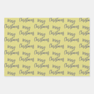 Feuille De Papier Cadeau Élégant Noir Golden Joyeux Motif d'arbre de Noël