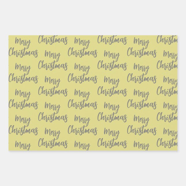 Feuille De Papier Cadeau Élégant Noir Golden Joyeux Motif d'arbre de Noël (Devant)