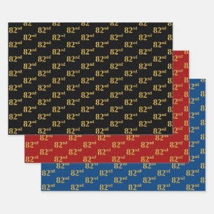 Feuille De Papier Cadeau Élégant Noir, Rouge, Bleu, Faux Or 82e événement #