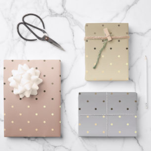 Feuille De Papier Cadeau Elégant or argent et or rose pois 