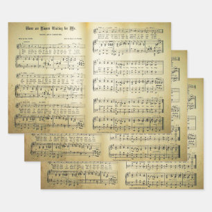 Feuille De Papier Cadeau Élégant Partition Vintage Notes Love Song