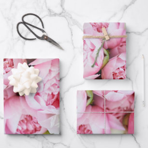 Feuille De Papier Cadeau Élégant Peonies Roses