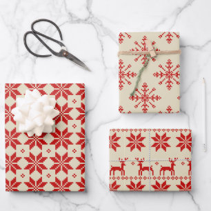 Feuille De Papier Cadeau Élegant pull Christmas tricoté Noël rétro