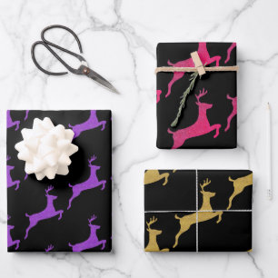 Feuille De Papier Cadeau Élégant renne de Parties scintillant couleur de No