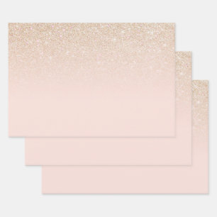 Feuille De Papier Cadeau Elégant Rose d'or fille rose Parties scintillant