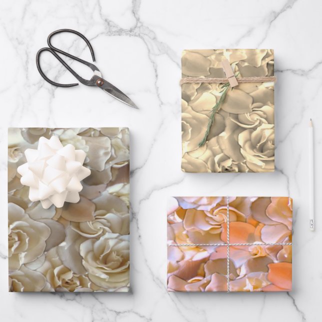 Feuille De Papier Cadeau Élégant Rose floral Motif pétal (Recto)
