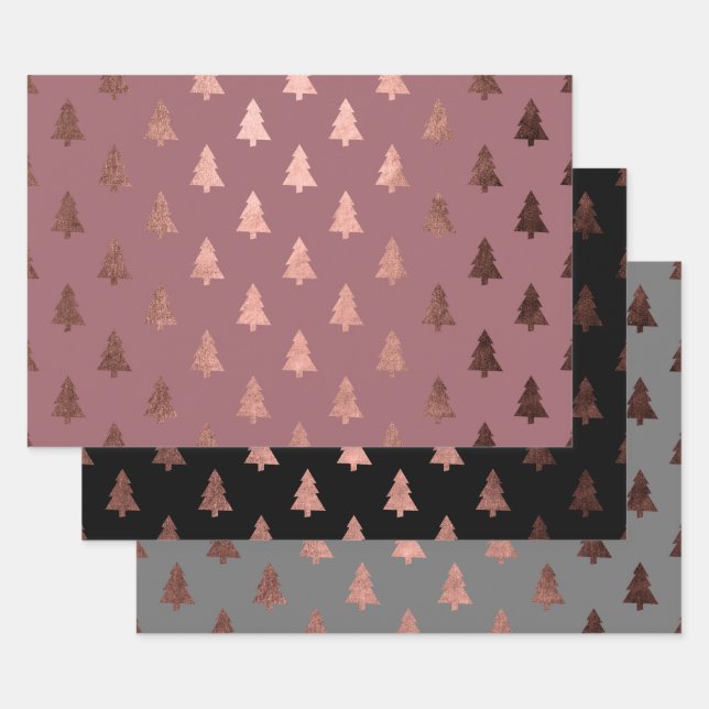 Feuille De Papier Cadeau Élégant Rose Gold motif de Noël (Lot)