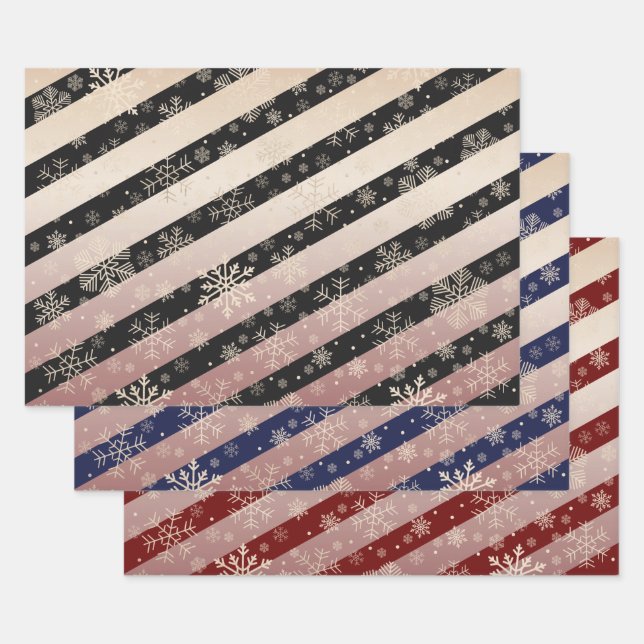 Feuille De Papier Cadeau Élégant Rose Gold Noël Snowflake Motif  (Lot)