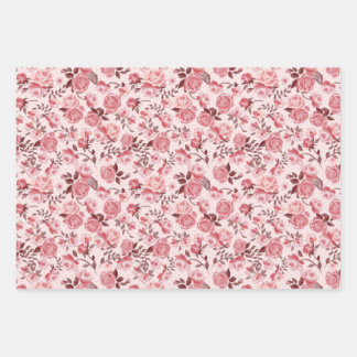 Feuille De Papier Cadeau  Élégant rose rose Vintage Roses Floral 
