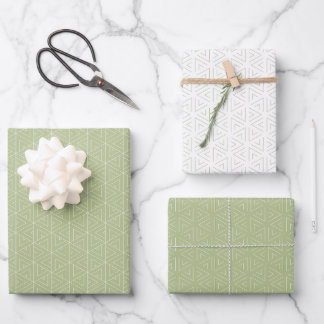 Feuille De Papier Cadeau Élégant Sage vert simple et cadeau minimal