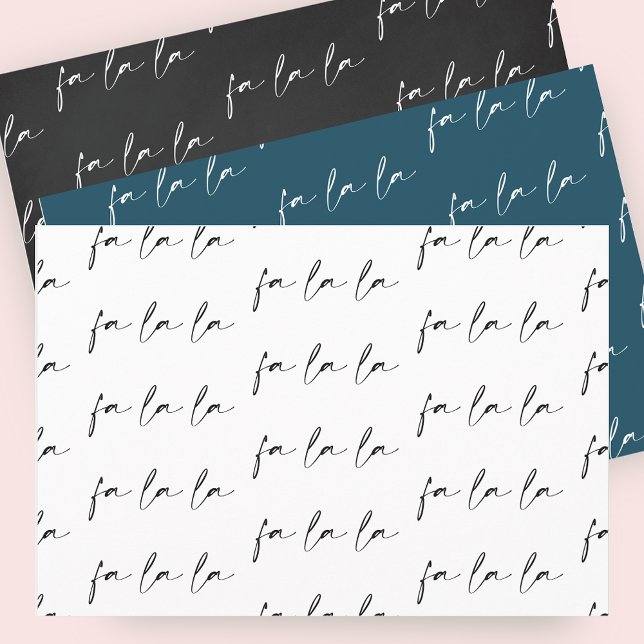 Feuille De Papier Cadeau Élégant Script Fa La La Text Cadeau Motif (Elegant Script Fa La La Text Pattern Gift Wrapping Paper Sheets)