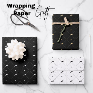 Feuille De Papier Cadeau Élégant Show Jumping Chevaux d'or noir blanc