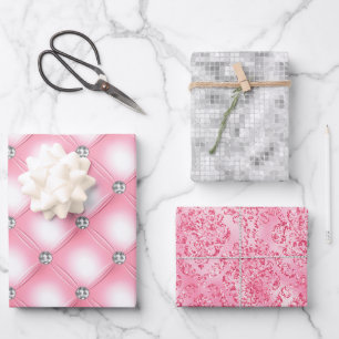 Feuille De Papier Cadeau Elégant Silver Glam Bling Silver Parties scintilla