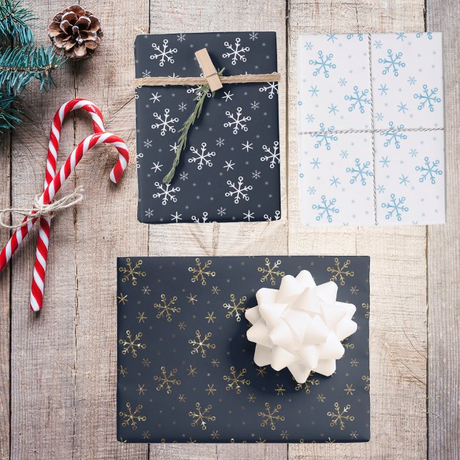 Feuille De Papier Cadeau Élégant Snowflakes Turquoise or et blanc (Créateur téléchargé)