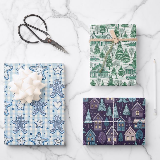 Feuille De Papier Cadeau Elegant Toile Christmas Winter Holiday Pattern (Recto)