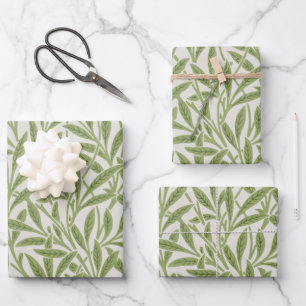 Feuille De Papier Cadeau Élégant Vintage William Morris Green Willow Feuill