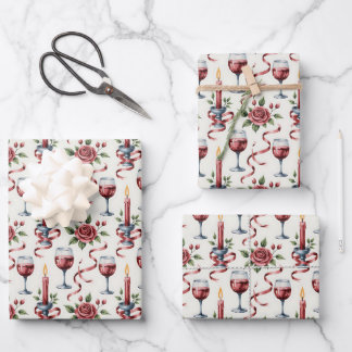 Feuille De Papier Cadeau Elegant wine candles tiled pattern 
